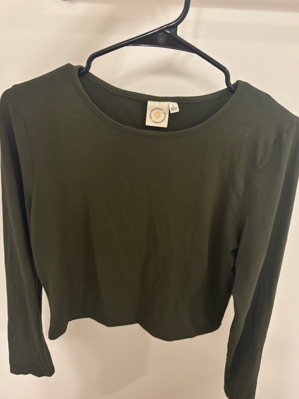 Everyday Long-Sleeve Crewneck Top in Olive Green